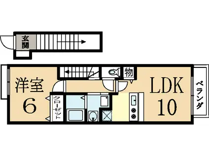 アビタシオン(1LDK/2階)の間取り写真