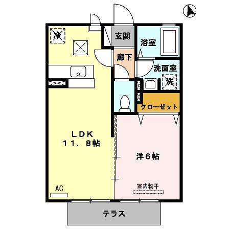 サンハイム立野(1LDK/1階)の間取り写真