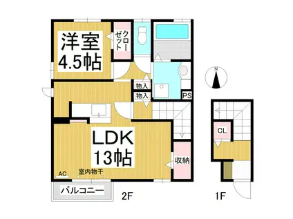 BURG(1LDK/2階)の間取り写真