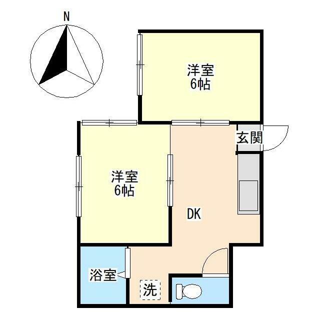 ミツミハイム(2DK/1階)の間取り写真