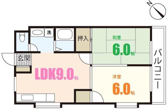 森田ビルNO1(2LDK/4階)の間取り写真