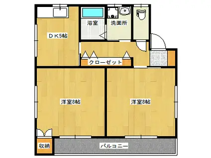 アイランドビルⅤ(2DK/3階)の間取り写真