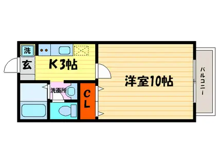 ラ・フローラル・ツインII(1K/2階)の間取り写真