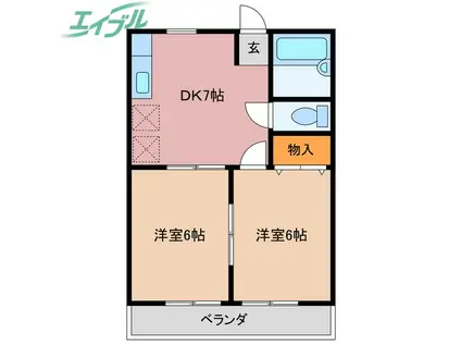 コーポエフ(2DK/1階)の間取り写真