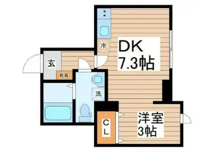 メリディアン名取(1DK/3階)の間取り写真