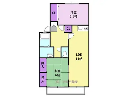 ハイカムール荒木(2LDK/2階)の間取り写真