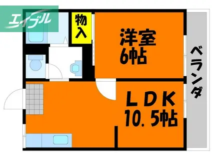 ローズコートききょう町(2DK/1階)の間取り写真
