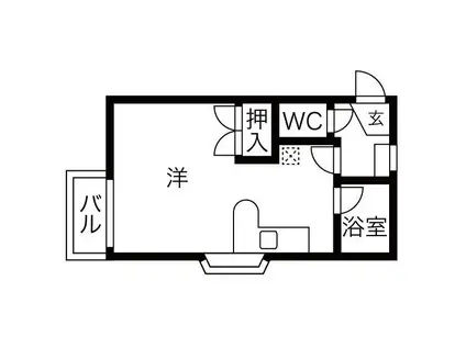 ボ・ヌール・トワII(ワンルーム/1階)の間取り写真