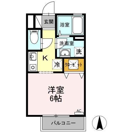 パティオ翼(ワンルーム/1階)の間取り写真