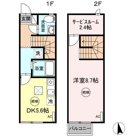 グレースタウンIIA(1SDK/1階)の間取り写真
