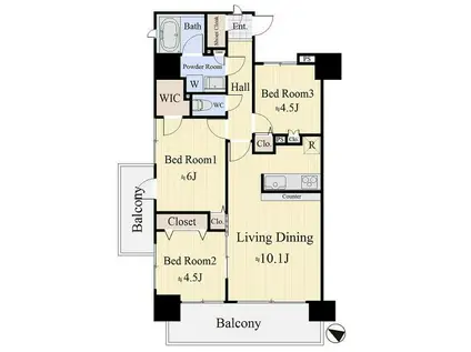 パテラ春日部(3LDK/10階)の間取り写真