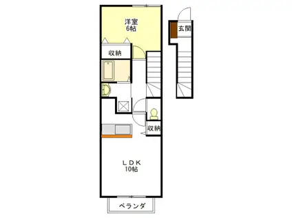 ベル・コリーヌ・シュン(1LDK/2階)の間取り写真
