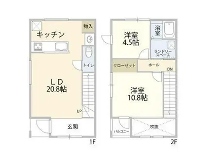 カッツェカヤバ(2LDK/1階)の間取り写真