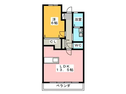 ピュアー(1LDK/2階)の間取り写真