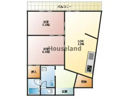 ラピュタ宮前(2LDK/5階)の間取り写真