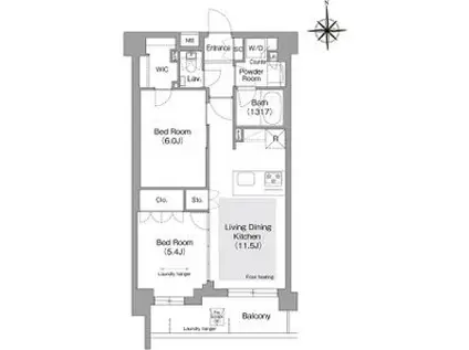 コンフォリア・リヴ文京護国寺(2LDK/1階)の間取り写真