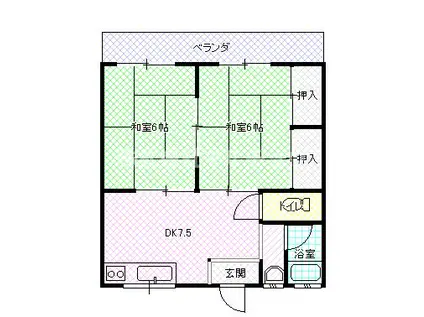コーポグリーン(2DK/2階)の間取り写真