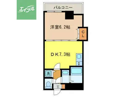 エススリーでじま(1DK/8階)の間取り写真