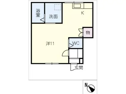 名鉄西尾線 西尾駅 徒歩6分 2階建 築1年(ワンルーム/1階)の間取り写真