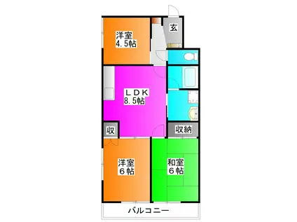 平田マンション(3LDK/2階)の間取り写真