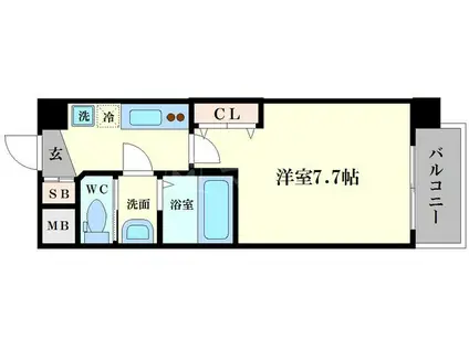 ラグゼ日本橋(1K/4階)の間取り写真