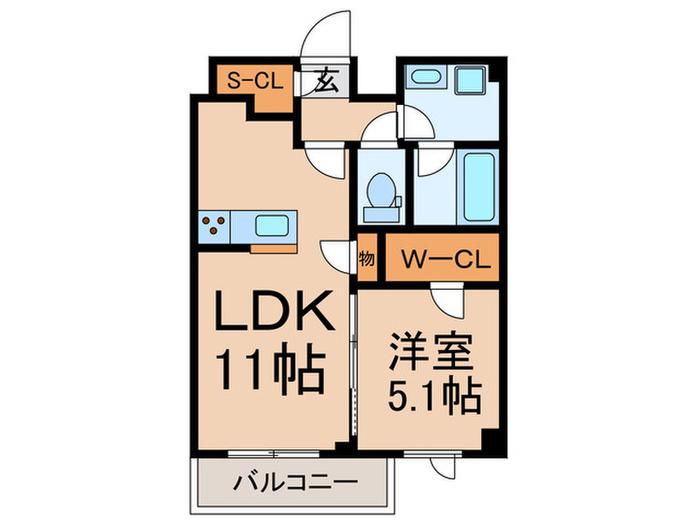オルサス新江古田(1LDK/5階)の間取り写真