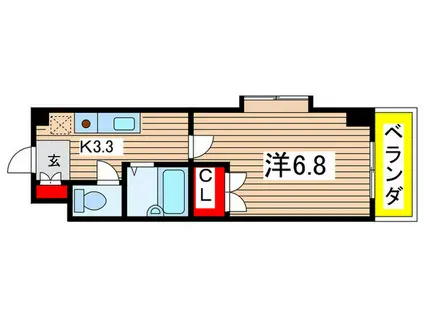 ボヌールII(1K/5階)の間取り写真