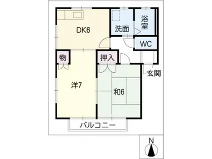 エステートピアU島田(2DK/1階)の間取り写真