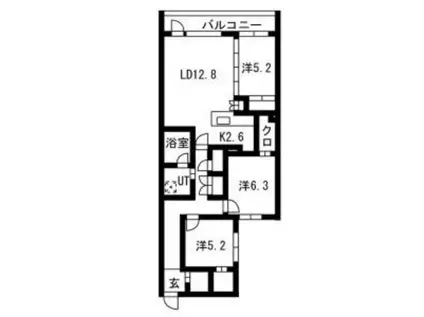 PRIME COURT LA FORET 平岸プライムコートラフォー(3LDK/1階)の間取り写真