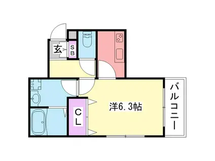 プレジール今津駅前(1K/2階)の間取り写真