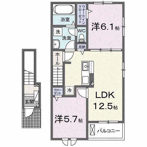 ヴェルデ ブリッサ III(2LDK/2階)の間取り写真