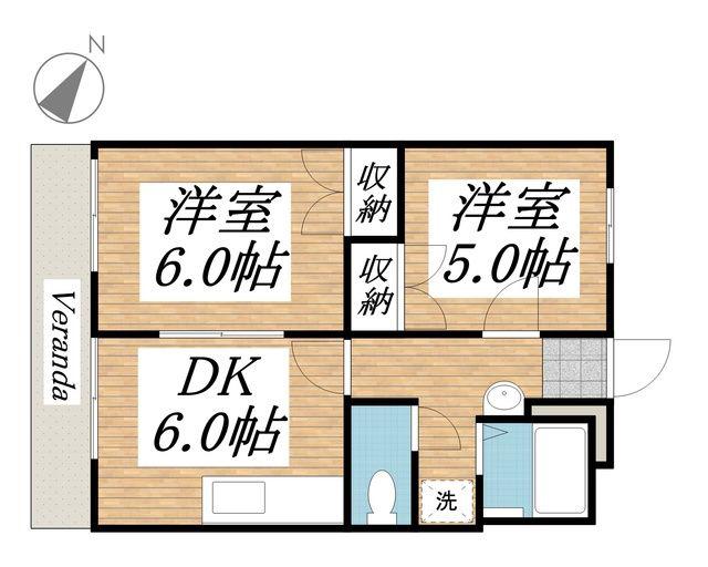 プリマベーラ(2DK/1階)の間取り写真