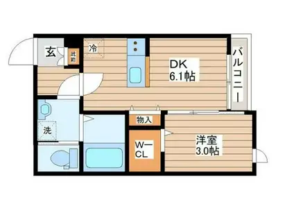 LUCENTE(1DK/2階)の間取り写真