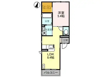 ヴィラ・ブルーノF棟(1LDK/1階)の間取り写真