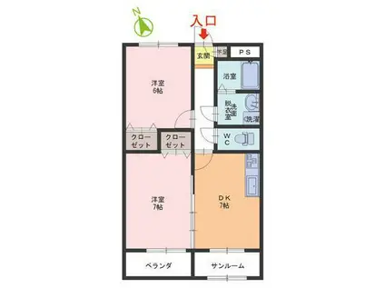 ラ・プラージュ(2DK/3階)の間取り写真