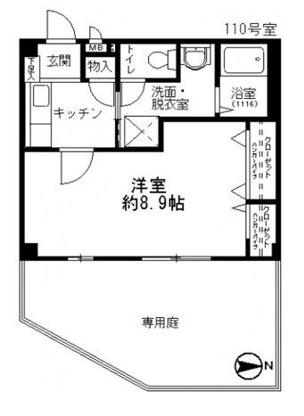 フォブール本町(1K/1階)の間取り写真