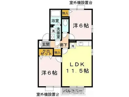 ルーラルランドスケープ E(2LDK/2階)の間取り写真