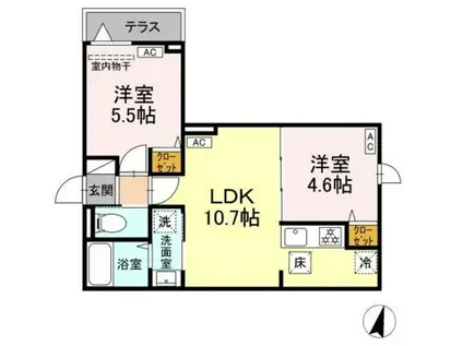 セレスティア江戸川II(2LDK/1階)の間取り写真