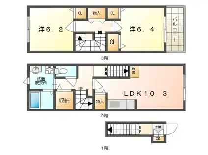 Yシャトレーヌ(2LDK/2階)の間取り写真