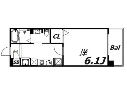 ロイヤル神戸三宮(1K/4階)の間取り写真