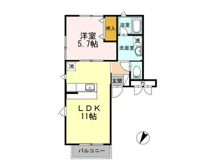 アールエムハイツ篠崎I(1LDK/1階)の間取り写真