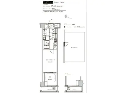 WEAVE BASE -ITABASHI HONCHO 板橋本町(2K/9階)の間取り写真