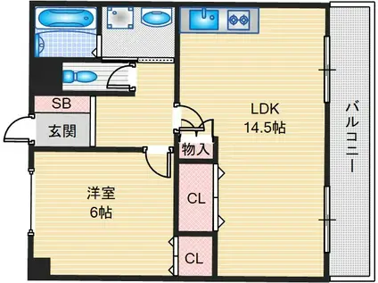 ピアウィング(1LDK/1階)の間取り写真