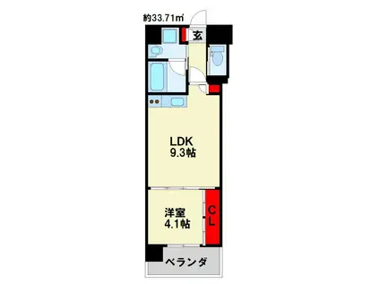 ウィングス西本町(1LDK/10階)の間取り写真