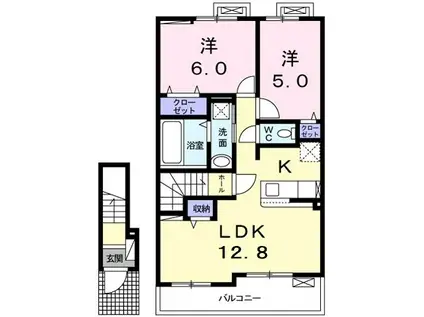 ゴールデンステージ松阪A(2LDK/2階)の間取り写真