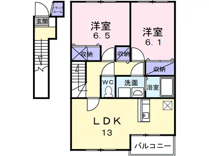ア・ラ・モード (2LDK/2階)の間取り写真