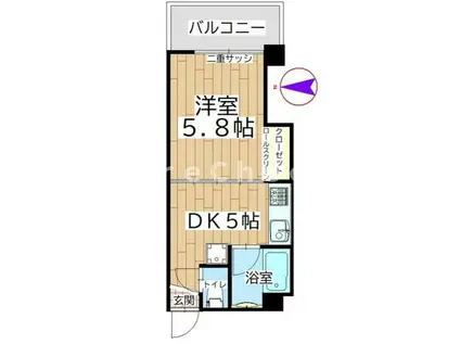 春田ビル(1DK/3階)の間取り写真