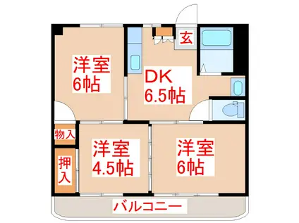 尾ノ上ハイツA(3DK/1階)の間取り写真