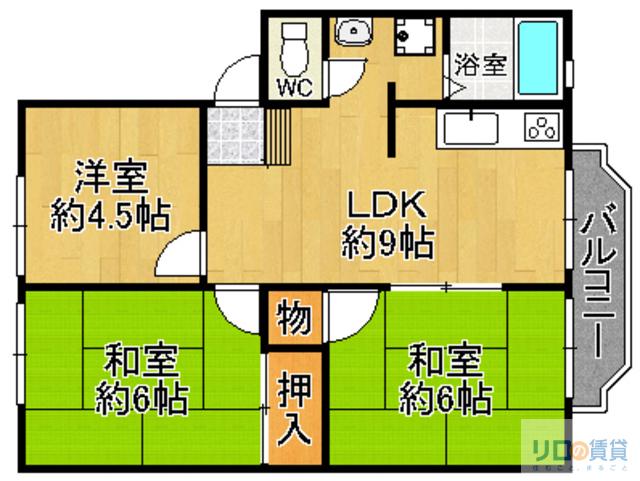 グランドタウンⅠ(3LDK/2階)の間取り写真