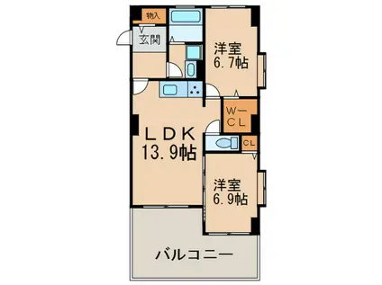 EVER GREEN UJI(2LDK/2階)の間取り写真